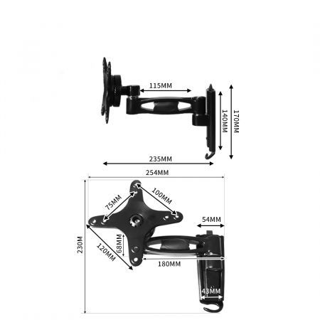 Traderight Caravan  LCD TV Bracket Wall Mounted Adjustable Single Arm RV Parts