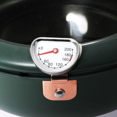 Japanese Deep Frying Pot with Thermometer Non-stick Tempura Fryer Pan 20cm Green