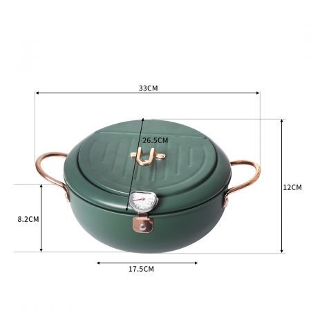 Japanese Deep Frying Pot Non-stick 24cm Tempura Fryer Pan Stainless Steel Green