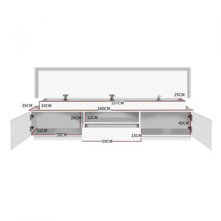 Levede TV Cabinet Entertainment Unit Stand RGB LED Furniture Wooden Shelf 180cm