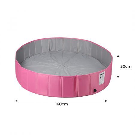 Portable Pet Swimming Pool Kids Dog Cat Washing Bathtub Outdoor Bathing Pink L