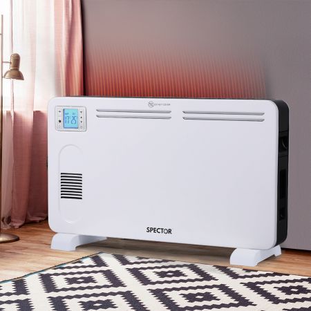 Spector 2200W Metal Portable Electric Panel Heater Convection Panel Timer White