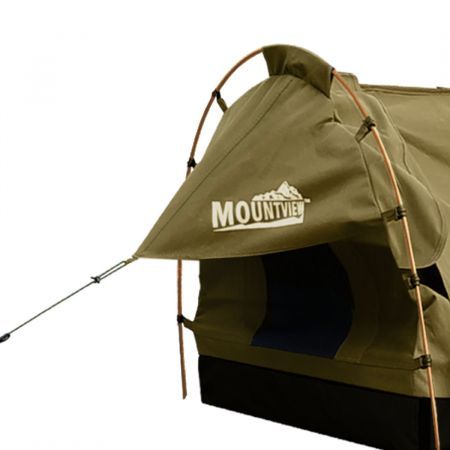 Mountview King Single Swag Camping Swags Canvas Dome Tent Hiking Mattress Khaki