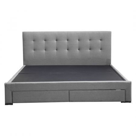 Levede Bed Frame Queen Fabric With Drawers Storage Wooden Mattress Grey