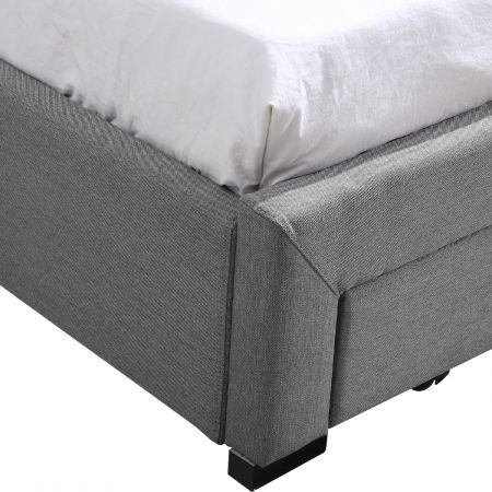 Levede Bed Frame Queen Fabric With Drawers Storage Wooden Mattress Grey