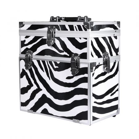 Portable Makeup Case Cosmetic Organiser Box Beauty Travel Suitcase 5 in 1 Zebra