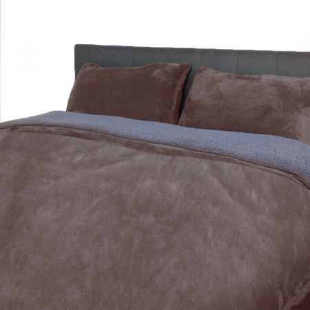 Luxury Bedding Two-Sided Quilt Cover with Pillowcase Queen Size Taupe