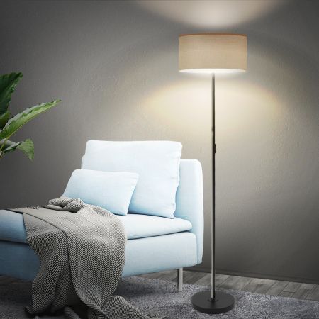 Modern LED Floor Lamp Stand Reading Light Decoration Indoor Classic Linen Fabric