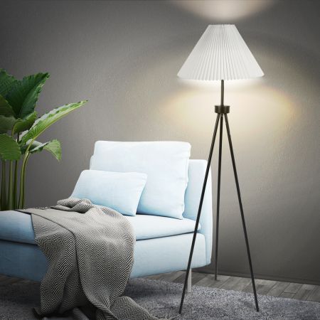 Modern LED Floor Lamp Stand Reading Light Decoration Indoor Classic Linen Fabric