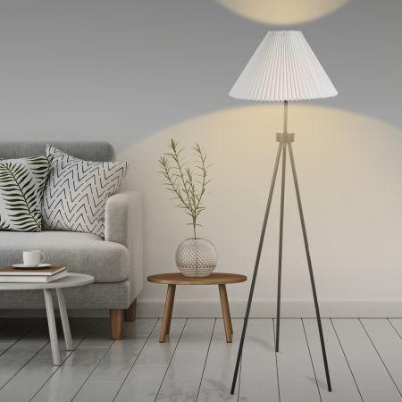 Modern LED Floor Lamp Stand Reading Light Decoration Indoor Classic Linen Fabric