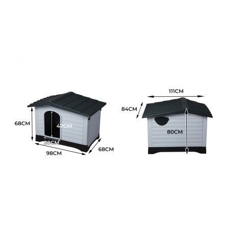 PaWz Dog Kennel Outdoor Indoor Pet Plastic Garden Large House Weatherproof Outside