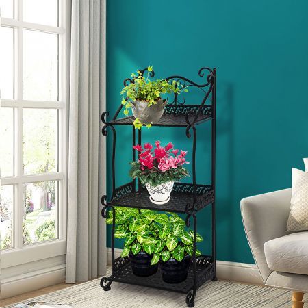 Levede Plant Stand 3 Tiers Outdoor Indoor Metal Flower Pots Rack Garden Shelf