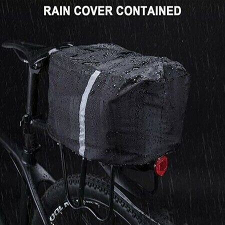 Bicycle Carrier Bag Transport Bag Luggage Bag Waterproof Black Foldable Side Pockets 9-12 L with Rain Cover