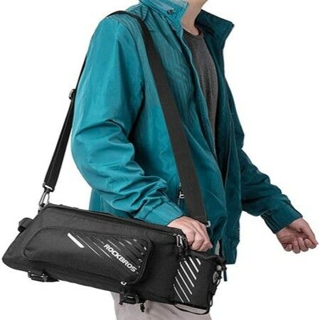 Bicycle Carrier Bag Transport Bag Luggage Bag Waterproof Black Foldable Side Pockets 9-12 L with Rain Cover