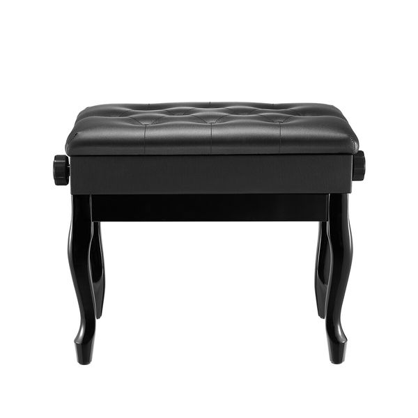 Melodic Piano Stool Adjustable Wood Chair Keyboard Bench with Storage Bent Leg Black