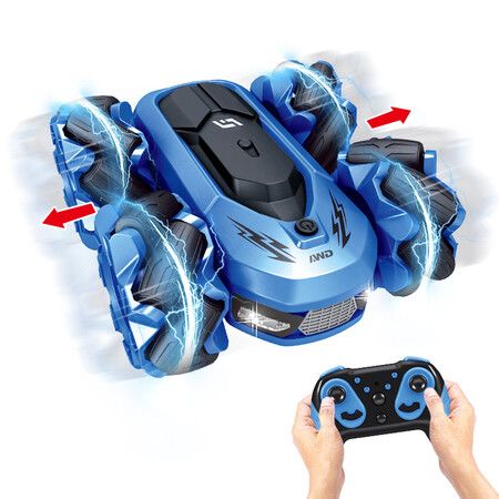 RC Cars Race Stunt car Sideways Drift Double Sided Rotating Vehicles Col Blue