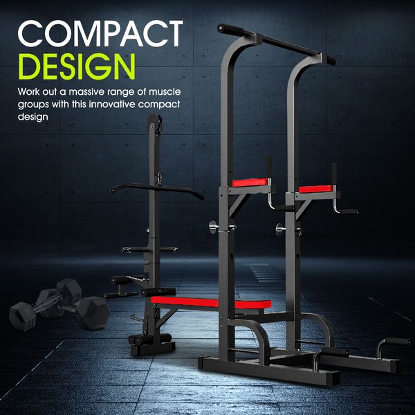 Home Gym Power Tower Fitness Workout Equipment Height Adjustable Chin Pull Up Bar Dip Station Weight Bench