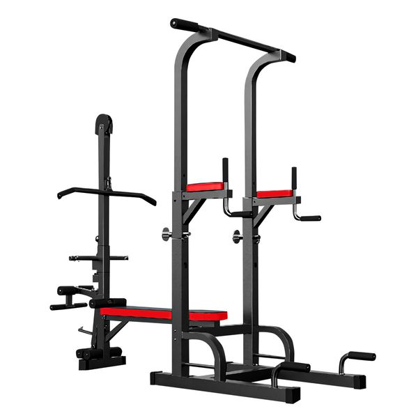 Home Gym Power Tower Fitness Workout Equipment Height Adjustable Chin Pull Up Bar Dip Station Weight Bench