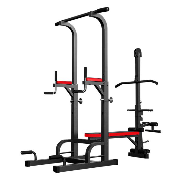 Home Gym Power Tower Fitness Workout Equipment Height Adjustable Chin Pull Up Bar Dip Station Weight Bench