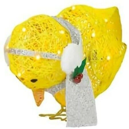 3pcs Light-up Acrylic Chicken with Scarf Holiday Christmas Decoration Colorful light Batteries Power