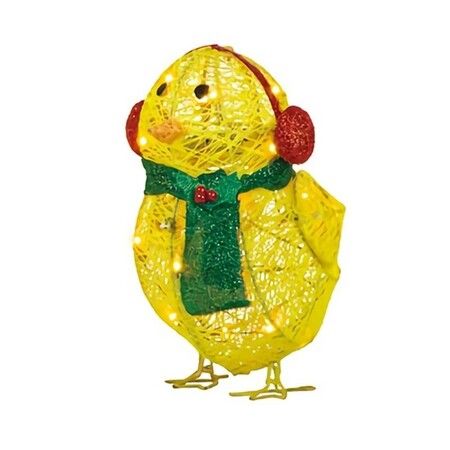 3pcs Light-up Acrylic Chicken with Scarf Holiday Christmas Decoration Colorful light Batteries Power