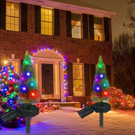 LED Solar Lawn Light Snowflake Christmas Tree Lamps Ground Plug Outdoor Courtyard Landscape Lighting Color