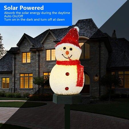 Snowman Solar Powered Garden EVA Light Christmas Decoration Lights Waterproof in Red hat