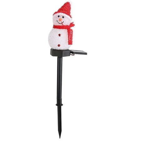 Snowman Solar Powered Garden EVA Light Christmas Decoration Lights Waterproof in Red hat