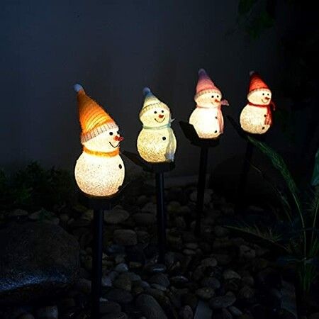 4pcs Snowmans EVA Solar Powered Garden Light Christmas Decoration Lights Waterproof Outdoor Solar Lawn Landscape Lights