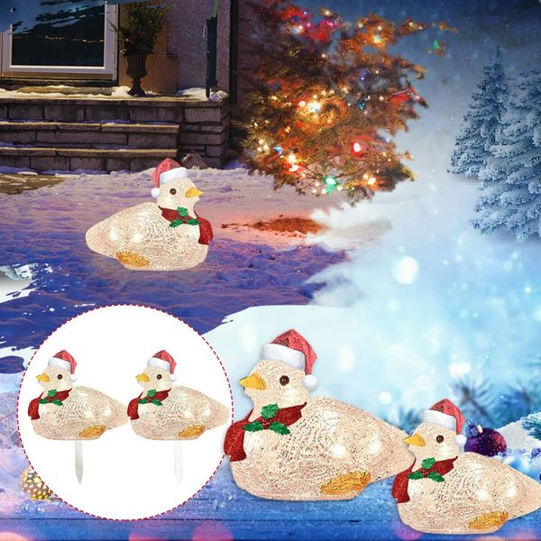 2021 Newest Scarf Duck Stake Lights Christmas Decoration, LED Acrylic Duck Christmas Ornaments Light Up Duck with Scarf Holiday Decoration 22*27cm