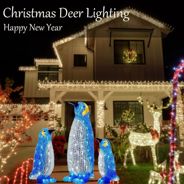 Light-up Acrylic Penguin LED Mini Lights Christmas Decoration Colorful light Batteries Power