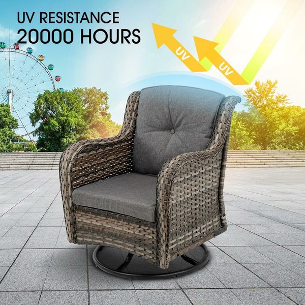 Garden Rocking Chair Swivel Wicker Sofa Patio Set Outdoor Lounge Furniture 3 Pcs