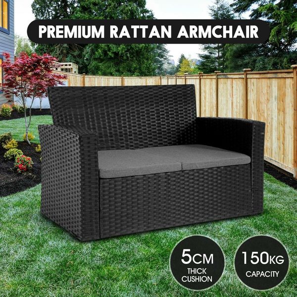 Outdoor Wicker Sofa Garden Lounge Patio Set Rattan Chairs Furniture 4 Pcs