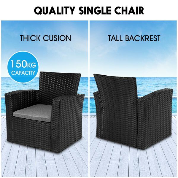 Outdoor Wicker Sofa Garden Lounge Patio Set Rattan Chairs Furniture 4 Pcs