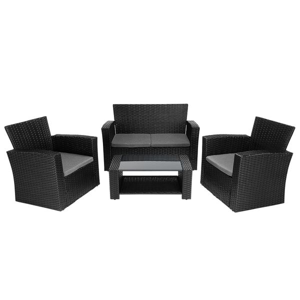 Outdoor Wicker Sofa Garden Lounge Patio Set Rattan Chairs Furniture 4 Pcs