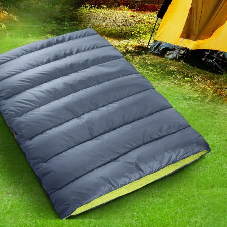 Mountview Double Sleeping Bag Bags Outdoor Camping Hiking Thermal Tent Grey