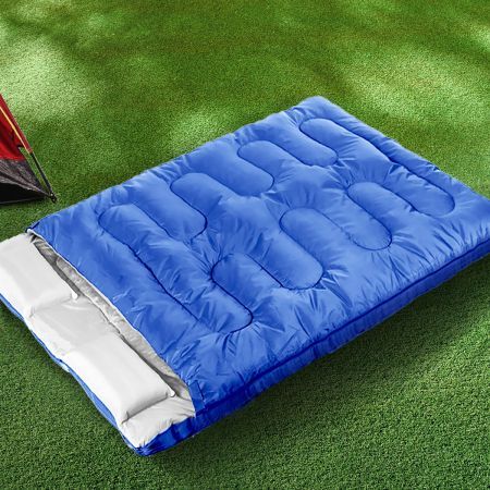 Mountview Sleeping Bag Double Bags Outdoor Camping Thermal Hiking Blue