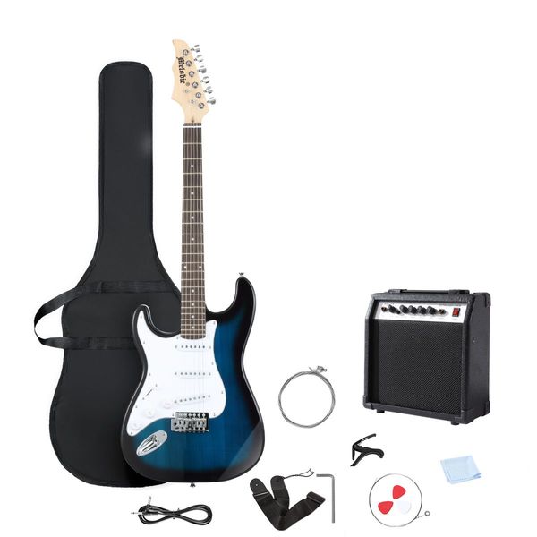 Melodic 39 inch Left Handed Acoustic Electric Guitar Full-Size with Bonus Amplifier Blue