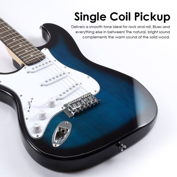 Melodic 39 inch Left Handed Acoustic Electric Guitar Full-Size with Bonus Amplifier Blue