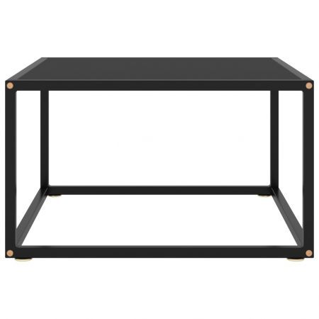 Tea Table Black with Black Glass 60x60x35 cm