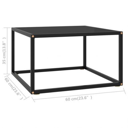 Tea Table Black with Black Glass 60x60x35 cm