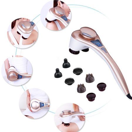 Portable Handheld Massager Soothing Heat Stimulate Blood Flow Shoulder 4 Heads