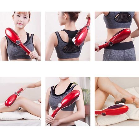 6 Heads Portable Handheld Massager Soothing Stimulate Blood Flow Shoulder Red