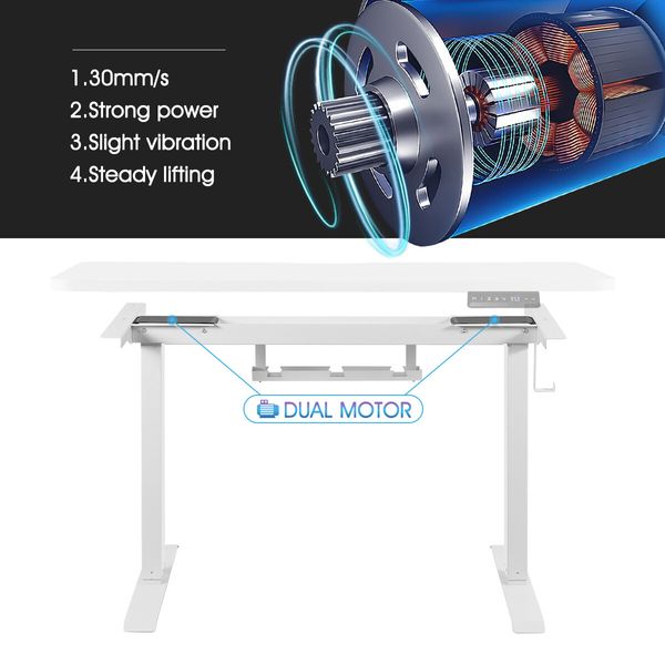 Electric Sit Stand Desk Height Adjustable Office Standing Computer Table Furniture Motorized Dual Motor White