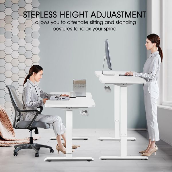 Electric Sit Stand Desk Height Adjustable Office Standing Computer Table Furniture Motorized Dual Motor White