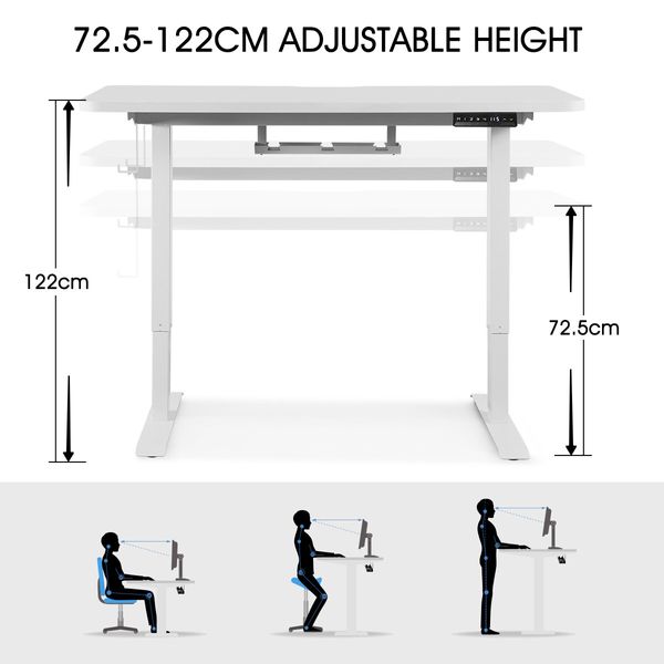 Electric Sit Stand Desk Height Adjustable Office Standing Computer Table Furniture Motorized Dual Motor White