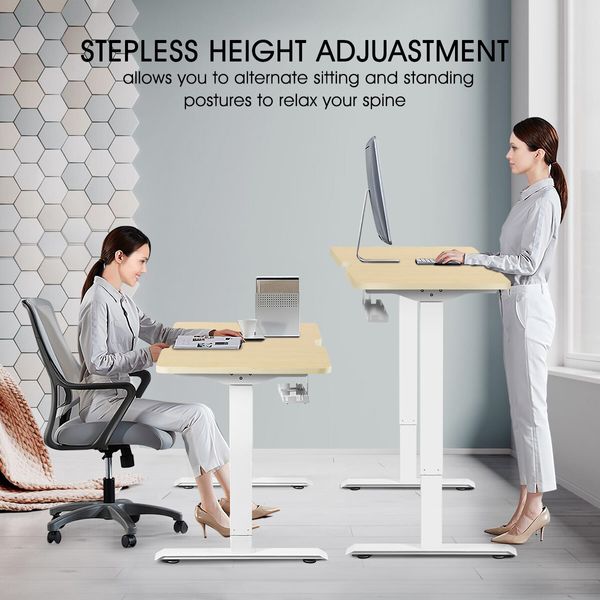 Electric Standing Desk Height Adjustable Sit Stand Office Computer Table Furniture Motorized Dual Motor Nature