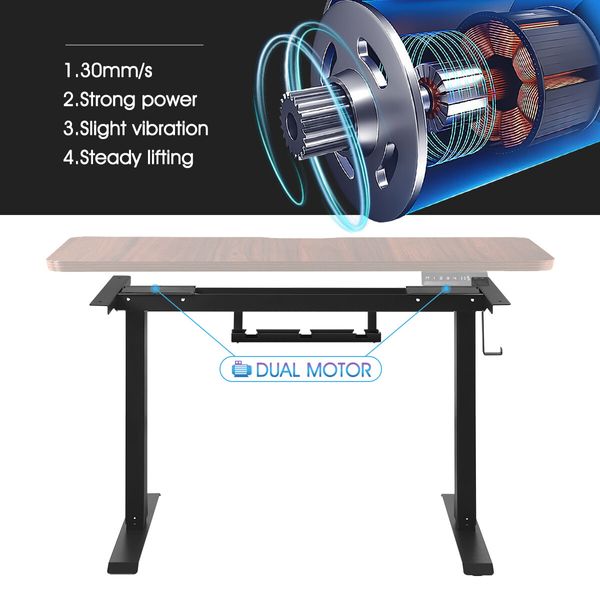 Electric Standing Desk Sit Stand Computer Table Height Adjustable Furniture Motorized Dual Motor Walnut