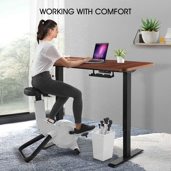 Electric Standing Desk Sit Stand Computer Table Height Adjustable Furniture Motorized Dual Motor Walnut