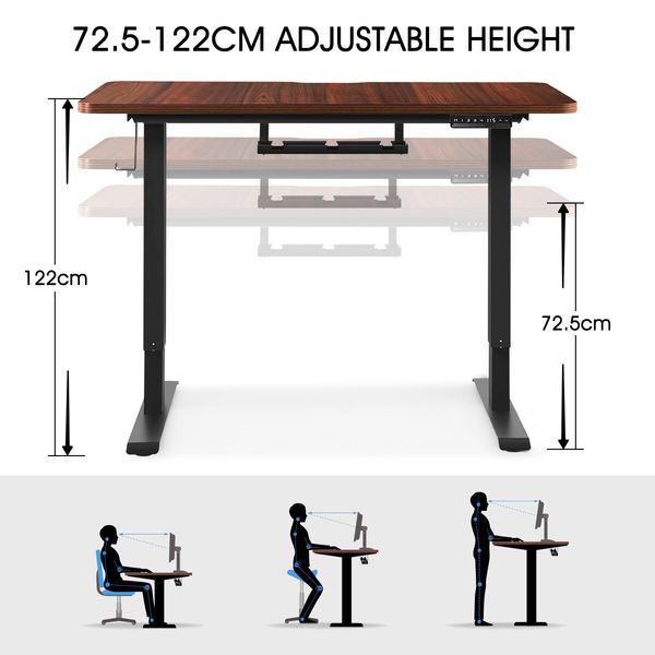 Electric Standing Desk Sit Stand Computer Table Height Adjustable Furniture Motorized Dual Motor Walnut